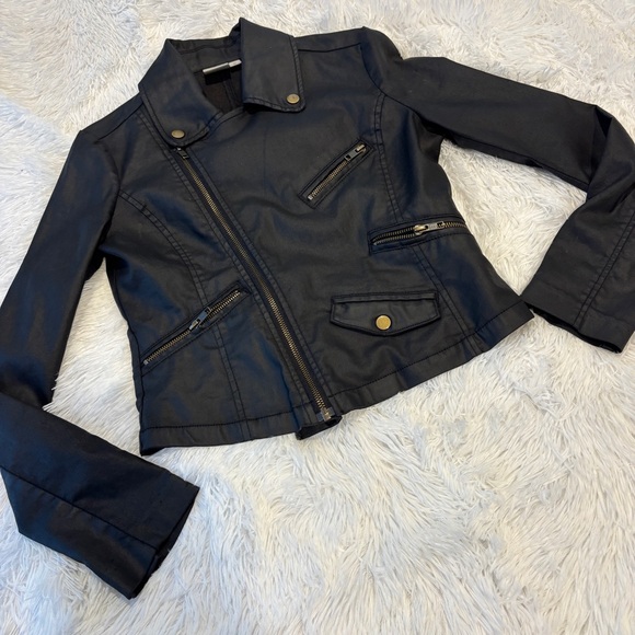 Nordstrom Jackets & Blazers - BP by Nordstrom BLACK faux leather moto zip front jacket woman’s XXS